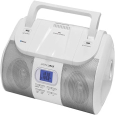 HANNLOMAX HX-318CD Portable CD/MP3/USB Boombox, FM PLL Radio, Bluetooth, 1 USB Port for MP3 Playback, 1 USB Port for 1A Charging, Aux-in Jack, Headphone Jack, AC/DC Dual Power Source. (White)